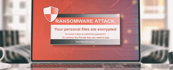 Laptop med fiktivt ransomware