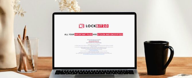 Laptop med fiktivt ransomware